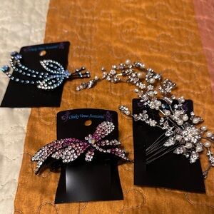 Silver and Pink Hair Accessories Set